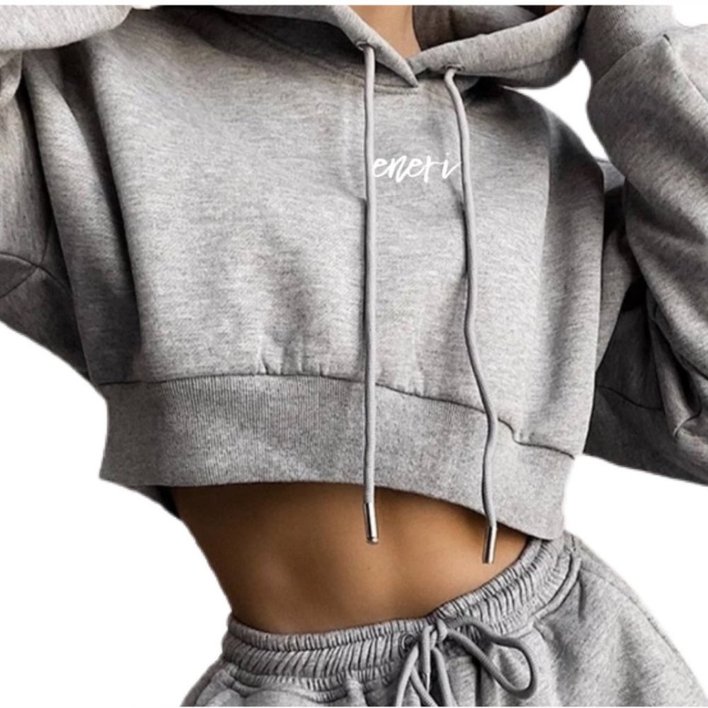Crop Hoodie - Grey